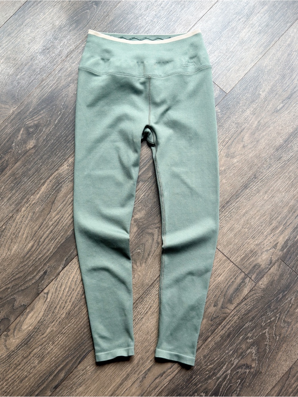 Spiritual Gangster Women’s Medium Green Ribbed Seamless Leggings High Rise Yoga